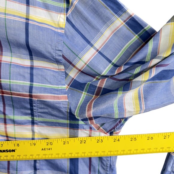 Paul & Shark  Plaid Cotton Button‑Down Shirt Blue Multi‑Color Italian Casual 43 - Picture 12 of 12